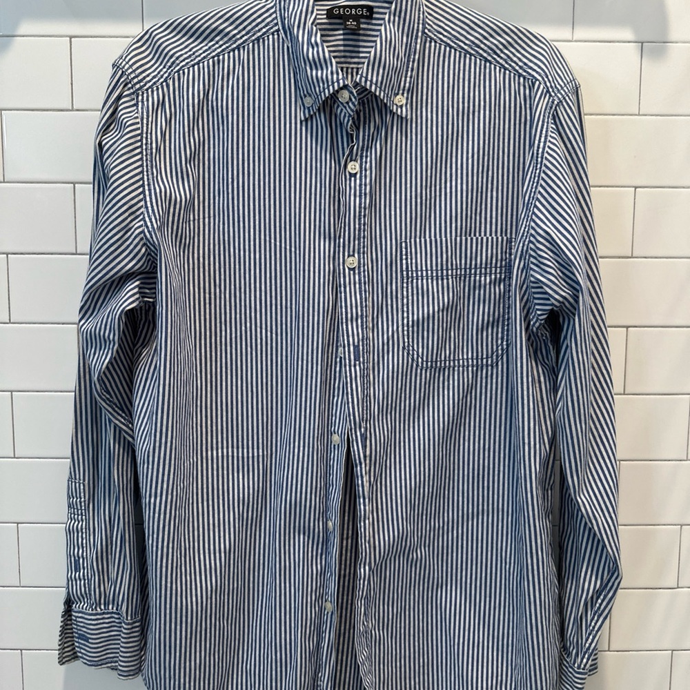 George Blue Casual Button Down Shirt
